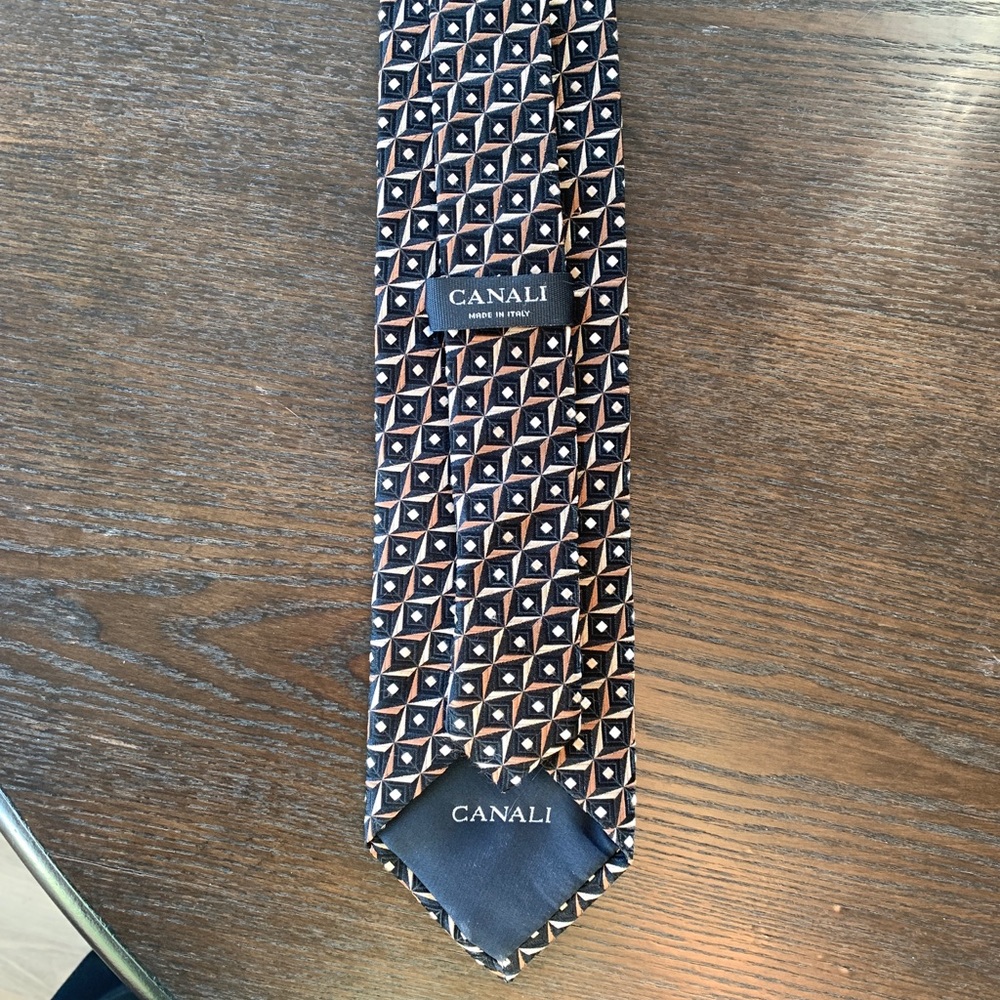 Canali 100% Silk Thick Geometric Tie Made in Italy - Picture 4 of 6